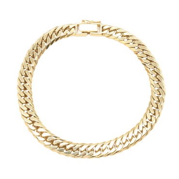 JEWELRY Double 6 Side Flat link Chain Bracelet 18KYG Yellow Gold Used mens
