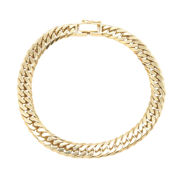 JEWELRY Double 6 Side Flat link Chain Bracelet 18KYG Yellow Gold Used mens