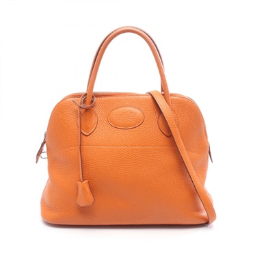 HERMES Bolide 31 Shoulder Handbag Clemence leather Potiron orange SHW Used H