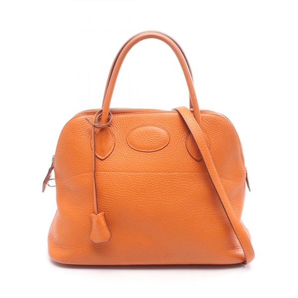HERMES Bolide 31 Shoulder Handbag Clemence leather Potiron orange SHW Used H