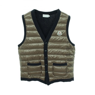 MONCLER Down vest Sleeveless Coat Jacket Nylon Khaki Navy Used mens size S