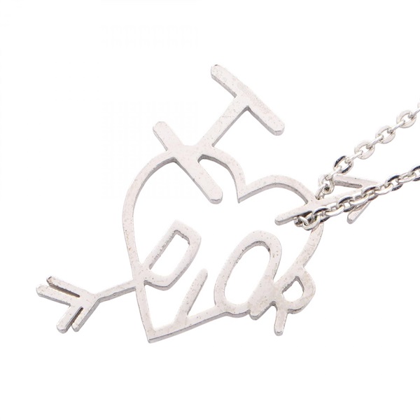 Christian Dior Heart Arrow I LOVE DIOR Necklace Stainless Steel Used Women
