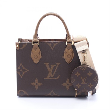LOUIS VUITTON OntheGo PM Crossbody Tote Handbag M46373 Monogram Giant Reverse LV