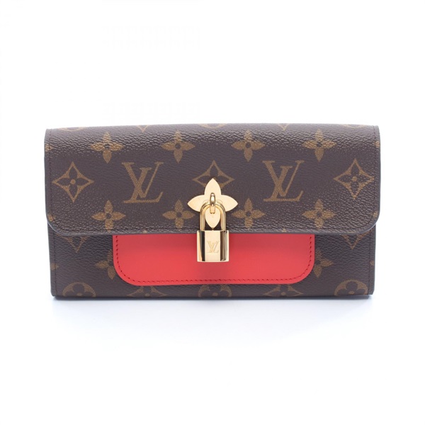 LOUIS VUITTON Portefeuille flower Bifold purse long wallet M62566 Monogram red