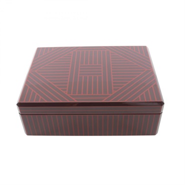 HERMES Facettes H Ruban Watch Jewelry Box Case Lacquerwood Bordeaux Used Women