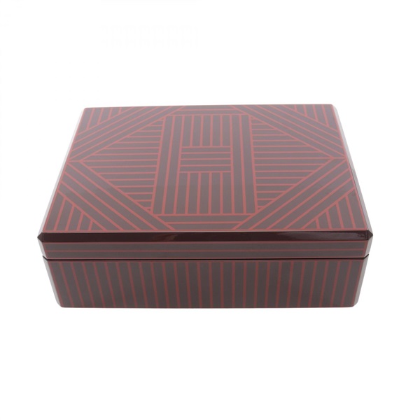 HERMES Facettes H Ruban Watch Jewelry Box Case Lacquerwood Bordeaux Used Women