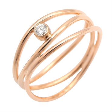 TIFFANY＆CO Wave 3Row Diamond Ring 18KRG Pink Rose Gold Used Women US size #6.75