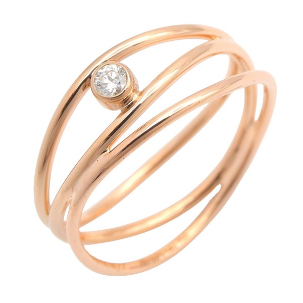 TIFFANY＆CO Wave 3Row Diamond Ring 18KRG Pink Rose Gold Used Women US size #6.75