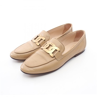 TOD'S KATE Loafers Flats leather Beige #39 Used Women
