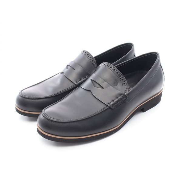 TOD'S Coin loafers casual shoes leather Black #6.5 Used mens