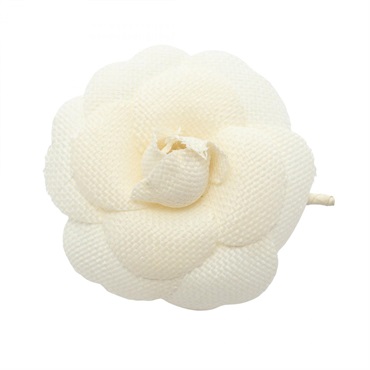 CHANEL Camellia Corsage Brooch Pin Fabric White Used Women CC