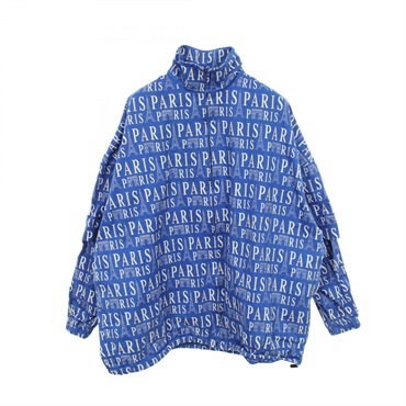 BALENCIAGA Logo print jacket Blouson #46 cotton Blue White Used mens