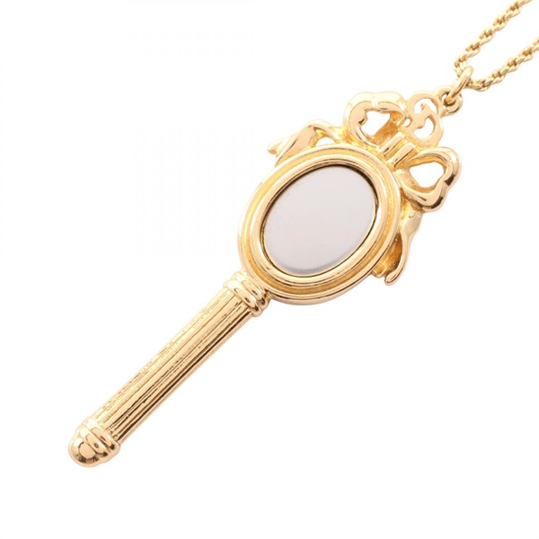 Christian Dior Mirror Motif Long Necklace Pendant 60.5cm Gold Plated Used Women