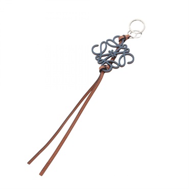 LOEWE anagram key ring C821232X01 leather Navy Brown Used Women