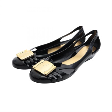 Salvatore Ferragamo BERMUDA Pumps Sandals Shoes #9  rubber Black Used Women