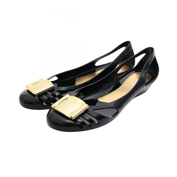 Salvatore Ferragamo BERMUDA Pumps Sandals Shoes #9  rubber Black Used Women