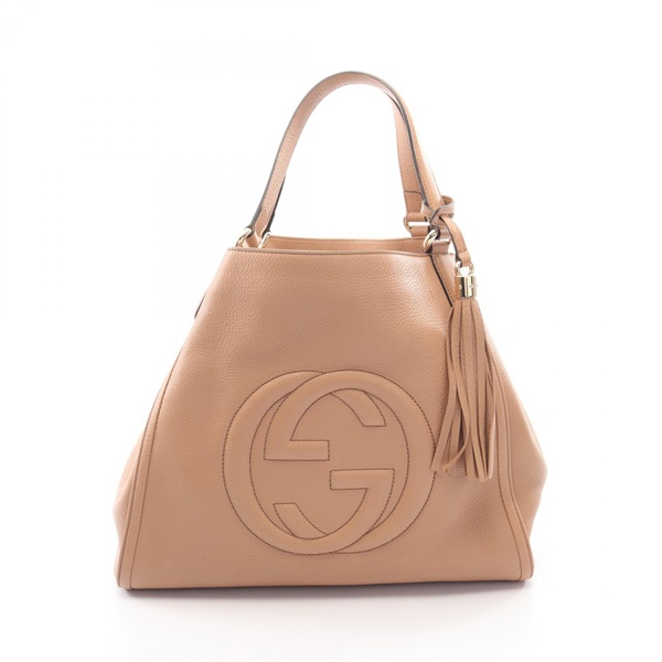 GUCCI Soho Cellarius Interlocking G Tote Bag 282309 leather Beige Used Women