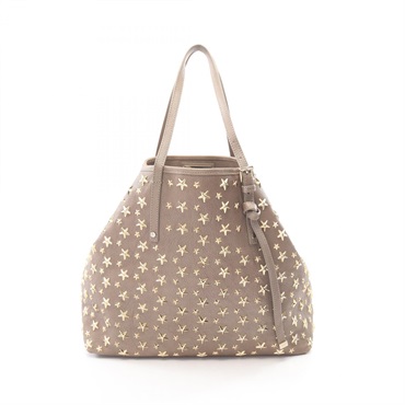 JIMMY CHOO SASHA M Star Studs Tote Handbag leather Gray Used Women