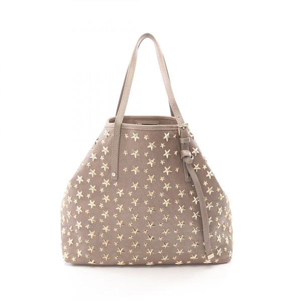 JIMMY CHOO SASHA M Star Studs Tote Handbag leather Gray Used Women