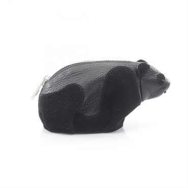 LOEWE Panda Coin Change Purse Case 199.61JH75 leather Suede Black Used Women