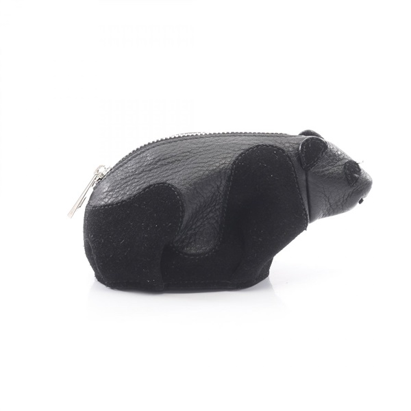 LOEWE Panda Coin Change Purse Case 199.61JH75 leather Suede Black Used Women