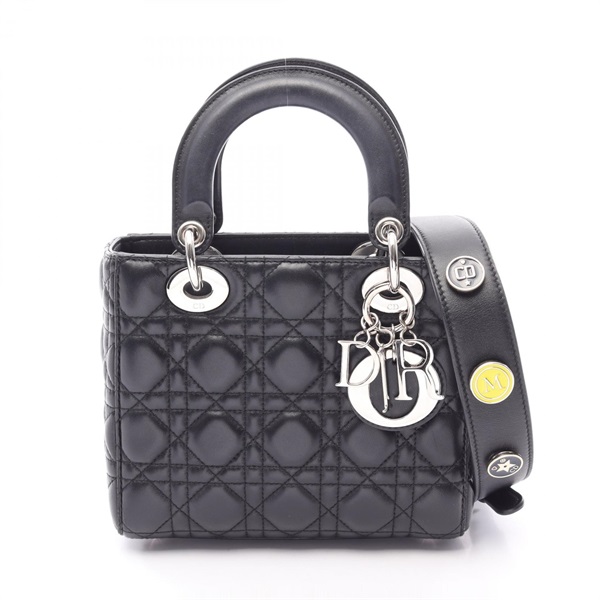 Chritstian Dior LADY DIOR MY ABCDIOR tote shoulder crossbody hand bag BK leather