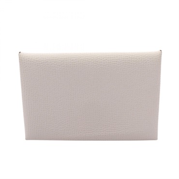 HERMES Calvi coin purse wallet Epsom leather White Cle Used Women SHW W