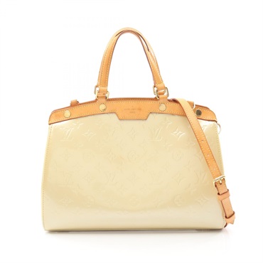 LOUIS VUITTON Brea MM Shoulder Handbag M91456 Vernis leather Beige Used LV