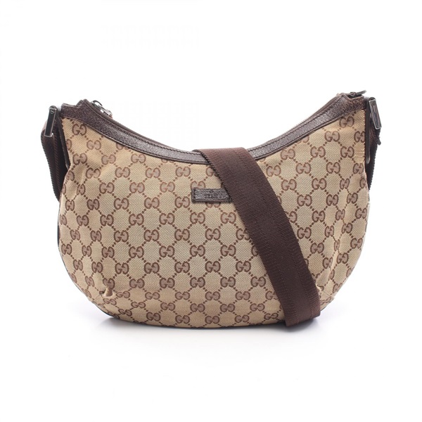 GUCCI GG canvas Shoulder Crossbody Bag 181092 canvas leather Beige Brown Used