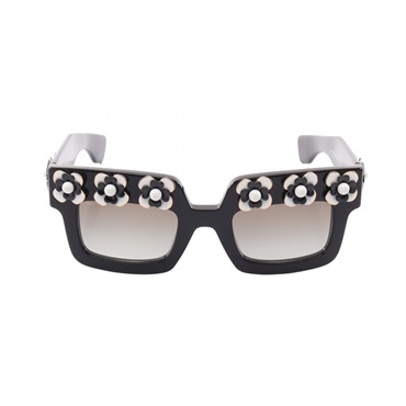 PRADA Gradient Flower design Sunglasses SPR25P Plastic Black White Used Women