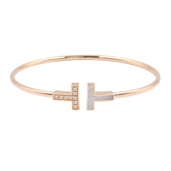 TIFFANY＆CO T Wire Diamond Shell Bangle 64028618 18KRG Pink Rose Gold Used Women