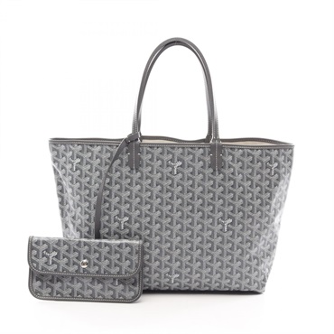 GOYARD Saint Louis PM Tote Bag PVC coated canvas leather Gray White Used Women