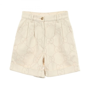 GUCCI Jumbo GG Short Pants 691892 cotton Fabric White Used Women #36