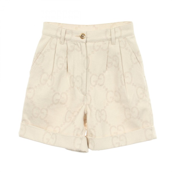 GUCCI Jumbo GG Short Pants 691892 cotton Fabric White Used Women #36
