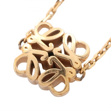 LOEWE Anagram Bombe Small Long Necklace Pendant Gold Plated Gold Used Women