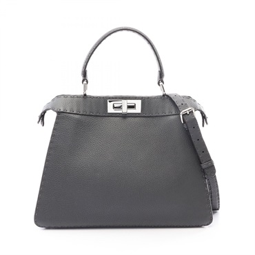 FENDI Peekaboo ISeeYou Medium Selleria Shoulder Handbag 8BN321 leather Gray Used