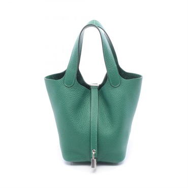 HERMES Picotin Lock PM Tote Handbag Clemence leather Vert Moyen SHW Used Women K