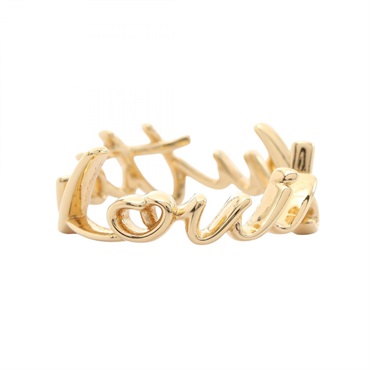 LOUIS VUITTON LV Script Ring Gold Plated Used Women US size 6.25