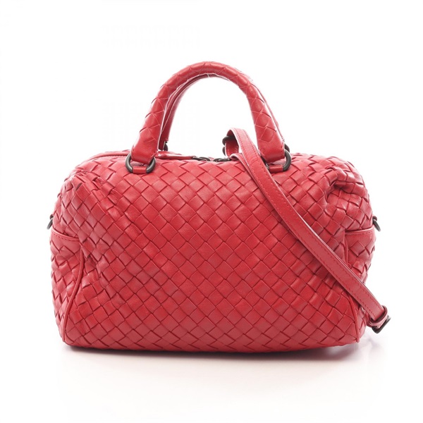 BOTTEGA VENETA Intrecciato Hand Shoulder Crossbody bag leather Red Used Women