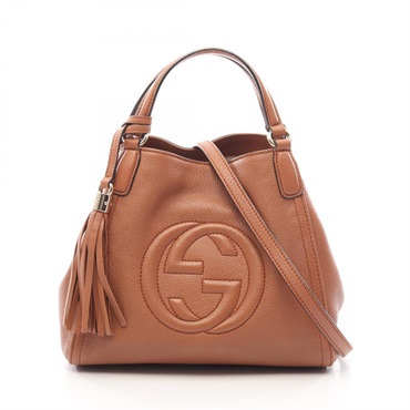 GUCCI Soho Interlocking G Shoulder Crossbody Handbag 336751 leather Brown Used