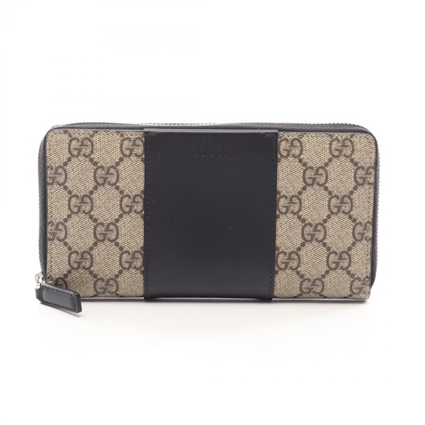 GUCCI EDEN GG Supreme Around long wallet purse 451249 leather PVC Used Women