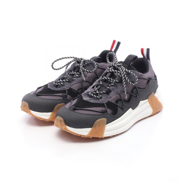 MONCLER COMPASSOR sneakers shoes #41 Suede Fabric Purple Black Preowned mens