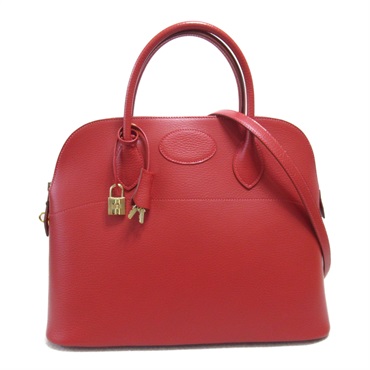HERMES Bolide 35 2way hand shoulder bag F Courchevel leather Rouge vif Used GHW