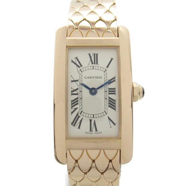 CARTIER Tank AmericanSM Wrist Watch W2620031 Quartz 18KRPG Rose Gold Used Women