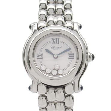 Chopard Happy Sports Wrist Watch 27/8250-23 Quartz SS Diamond Used Women white