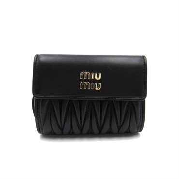 Miu Miu Tri-fold wallet Purse 5ML0022FPPF0002 leather Black NEW unisex