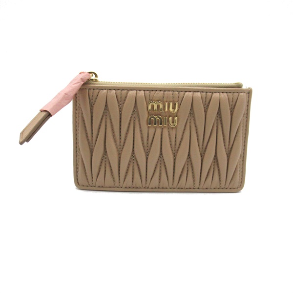 Miu Miu Card Holder Wallet Purse Pouch 5MB0602FPPF0036 leather Beige NEW unisex