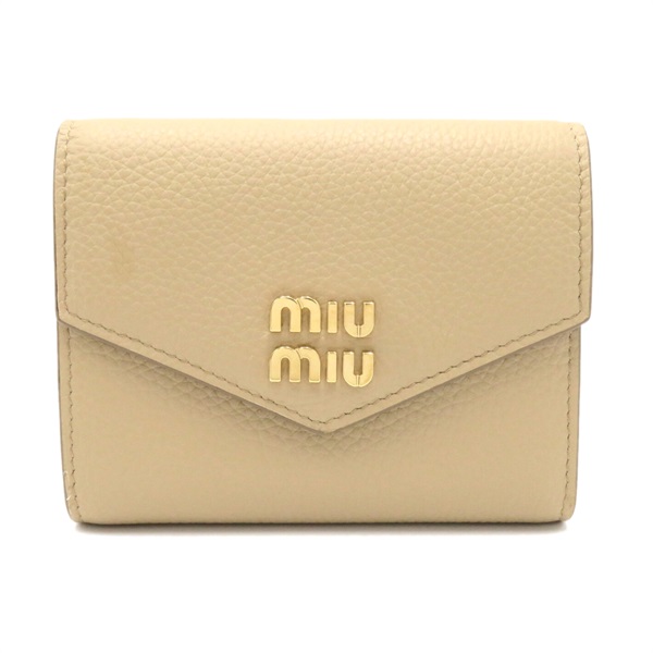 Miu Miu Two fold wallet Purse 5MH0402DT7F0036 leather Beige SABBIA NEW Women