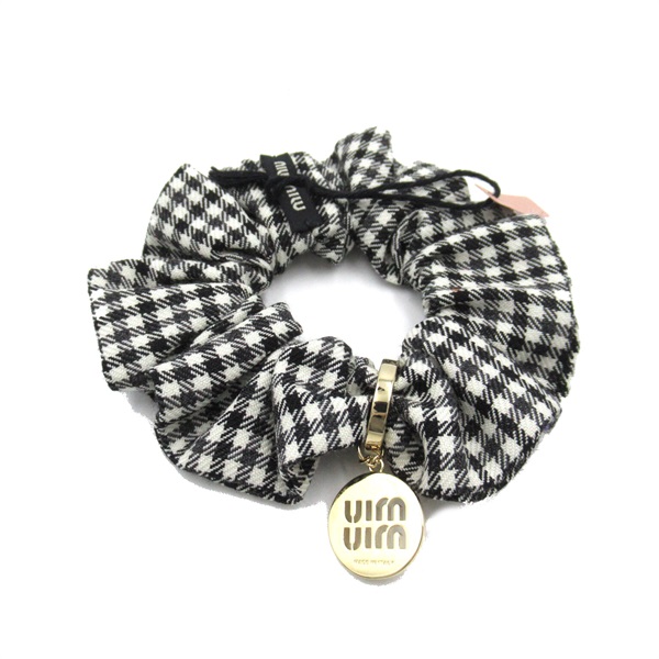 Miu Miu Hair accessary scrunchy 5IF0632F9HF0967 wool Black White NEW Women