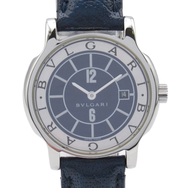BVLGARI Solo tempo Wrist Watch ST29S Quartz SS Leather Used Women